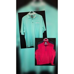 FootJoy Men Golf Lot Mint Green Beloit Club Polo Red Navy Quarter Zip Pullover M